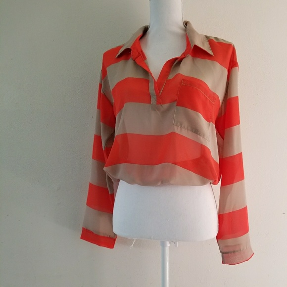 Tops - Cropped Sheer Blouse